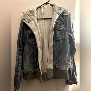 Free people denim heather grey jean jersey jacket